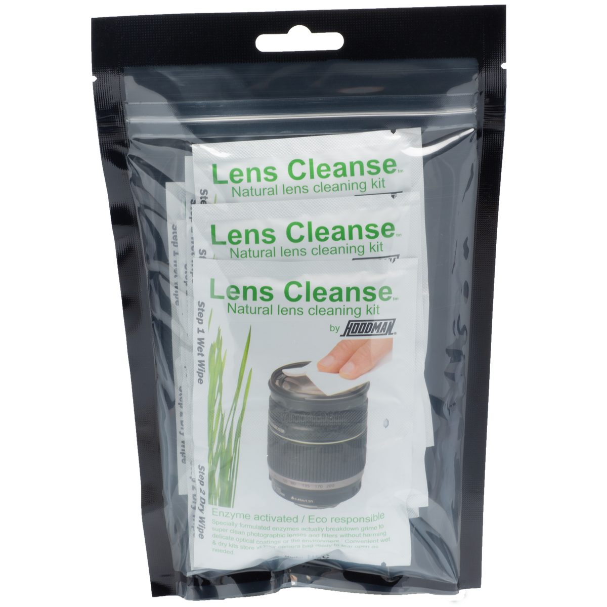 Lens cleanse natural eco responsible lens cleaning 12 packs Hoodman